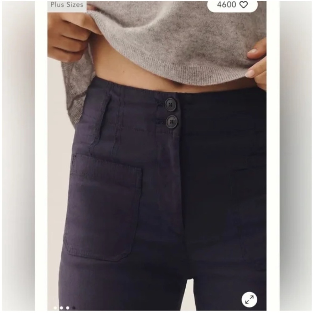 Maeve Anthropologie The Junie  Jean Wide Leg Stretch Pants In Navy Blue Size 34 - Picture 3 of 16